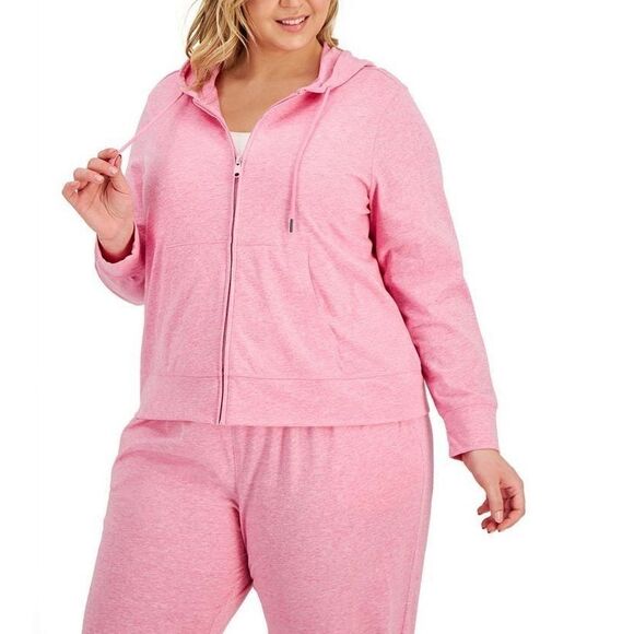 ID IDEOLOGY Plus Size Full-Zip Hooded Jacket, candy pink heather 2X - Picture 4 of 7